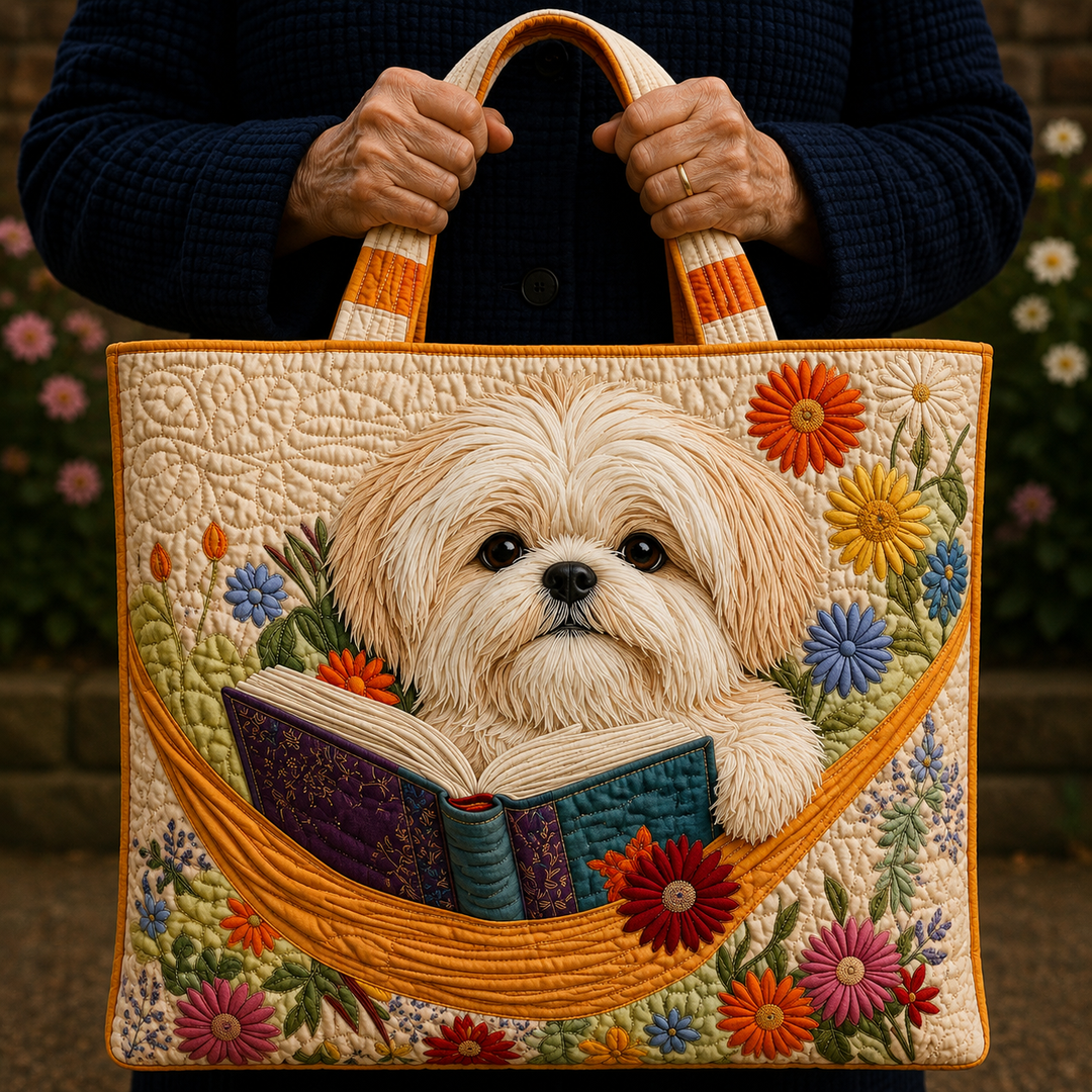 Knihy a Shih Tzu | Ručně vyrobená taška